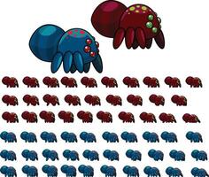 Monster Spider Game Character Sprite Sheetpi vector