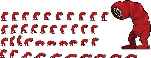 Alien Worm Game Character Sprite Sheet vector