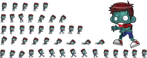 Boy Zombie Game Character Sprite Sheet vector