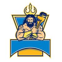 Polynesian as Plumber Holding Monkey Wrench Mascot Retro vector