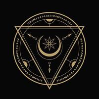 mysterious golden magical triangle circle logo abstract vector
