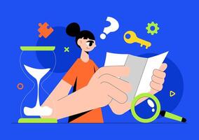 Escape Room Puzzle Challenge Illustration with People Solving Riddles and Finding Clues vector
