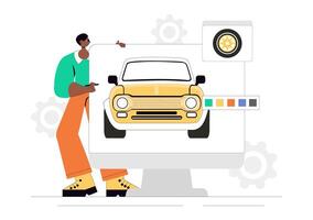 Automobile Customization and Tuning Illustration with Racing Features vector