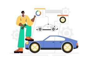 Car Tuning and Performance Upgrades Illustration with Sport Modifications vector