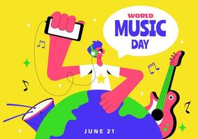 Music Celebration Illustration for World Music Day with Artistic Notes and Instruments vector