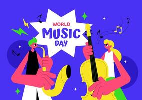 Creative World Music Day Artwork with Harmonious Instruments and Sound Notes vector