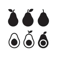 Avocado Icon Set Fresh and Healthy Superfood Collection. Minimal Avocado Icons Organic and Nutritious Food Illustrations. Avocado Set Flat and Style Fruit Icons vector