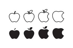 Fresh Apple Icon Set for Healthy Food and Nutrition Design. Minimal Apple Icon in Flat and Outline Style for Digital Use. Juicy Red and Green Apple Illustration for Organic Food Concepts vector