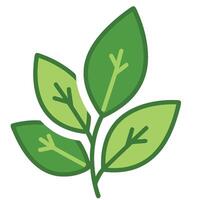 A beautifully designed green leaf symbol stands out against a plain white backdrop, creating a minimalist look. vector
