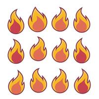 A visually appealing array of flame icons in shades of orange. vector