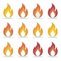 A selection of fiery orange flame icons presented in a collection. vector