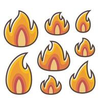 A neatly curated selection of orange flames displayed as icons. vector