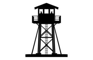 Fire Lookout Tower Clipart Silhouette isolated on a white background vector