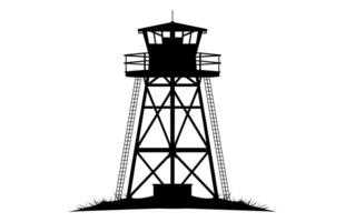 Fire Guard Tower Silhouette Clipart isolated on a white background vector