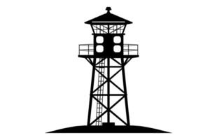 Fire Lookout Tower Silhouette isolated on white background vector