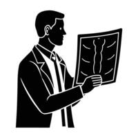 Experienced doctor analyzing x ray scans for accurate diagnosis on white background vector