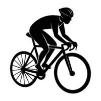 Focused cyclist standing confidently in a relaxed silhouette on a smooth road vector