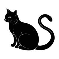 Serene cat resting with tail curled around body showcased in elegant silhouette design vector