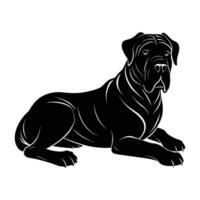 Mastiff lies down powerfully with a robust body in a calm pose vector