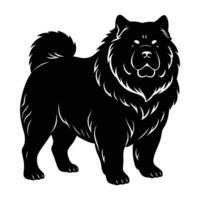 Majestic chow chow standing proudly with dense fur in a striking silhouette vector