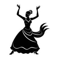 Vibrant flamenco dancer snapping fingers in a rhythmic silhouette performance vector
