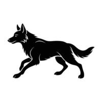 A determined German shepherd sprinting swiftly with remarkable strength and speed vector