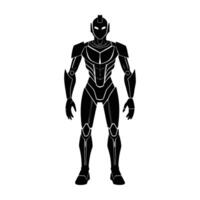 Futuristic humanoid robot standing confidently in isolated silhouette design for innovation vector