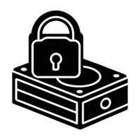 Robust data encryption padlock on hard drive ensuring secure digital storage on white background vector