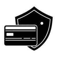 Robust credit card safeguarded by comprehensive cybersecurity measures in clear silhouette vector