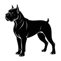 Alert cane corso showcasing a muscular build in isolated line art silhouette vector