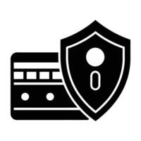 Secure credit card shielded by advanced cybersecurity measures in modern silhouette vector