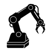 Mechanical robotic claw grips a metal object with precise strength in view vector
