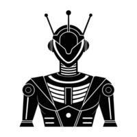 Innovative robotic humanoid with antennas on head in isolated silhouette design vector