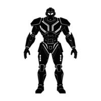 Advanced robotic exosuit boosting arm and leg performance in clean isolated silhouette style vector