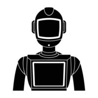 A modern humanoid robot with a digital screen serving as its face silhouette vector