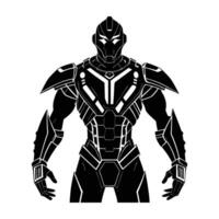 Futuristic exoskeleton suit with robotic enhancements showcased in isolated silhouette for advanced mobility vector
