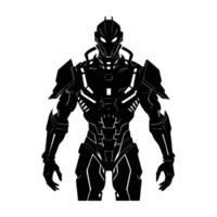 Innovative exoskeleton suit featuring robotic enhancements in clean isolated silhouette for superior support vector