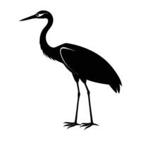 Stately crane poised elegantly with long legs and graceful neck in silhouette vector