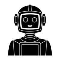 A unique humanoid robot featuring a screen as its expressive face silhouette vector