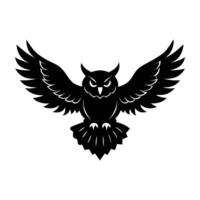 Minimalist owl soaring gracefully with sharp talons extended under clear bright sky vector