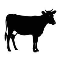 Impressive cow standing in profile with head slightly lowered in elegant silhouette vector