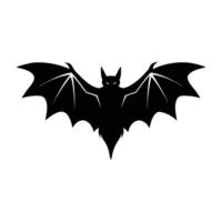 Dynamic bat soaring with fully spread wings captured in isolated line art silhouette vector