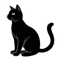 Tranquil cat lounging with one paw extended forward depicted in clear silhouette vector