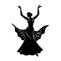 Striking flamenco dancer posing dramatically with raised arms in a clear silhouette vector