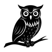 Minimalist owl resting quietly on a branch with head gently inclined in soft light vector