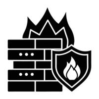 Robust firewall protecting a data server depicted in a clear silhouette design vector