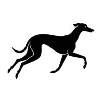 Swift greyhound mid sprint captured in a striking white silhouette design vector