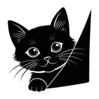 Minimalist kitten curiously peeking from behind an object in a gentle playful moment vector