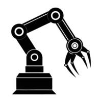 Sleek silhouette showing AI robotic arm featuring claw design against white background vector