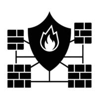Minimalist network firewall actively blocking intrusions with clear secure signals vector